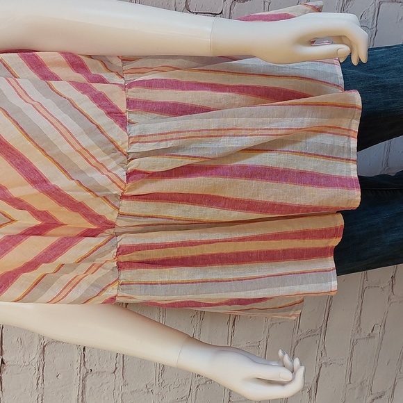 Linen Dock Stripe V Neck Top Pink Orange Lane Bryant Blouse NWT 22 24 3X - Picture 4 of 7